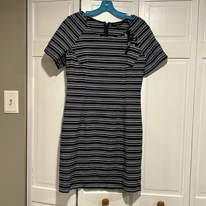 Blue and white nautical style striped dress